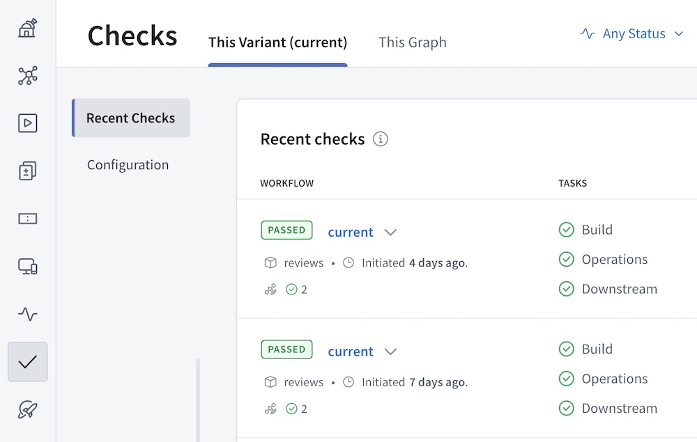 Downstream checks shown in Studio UI